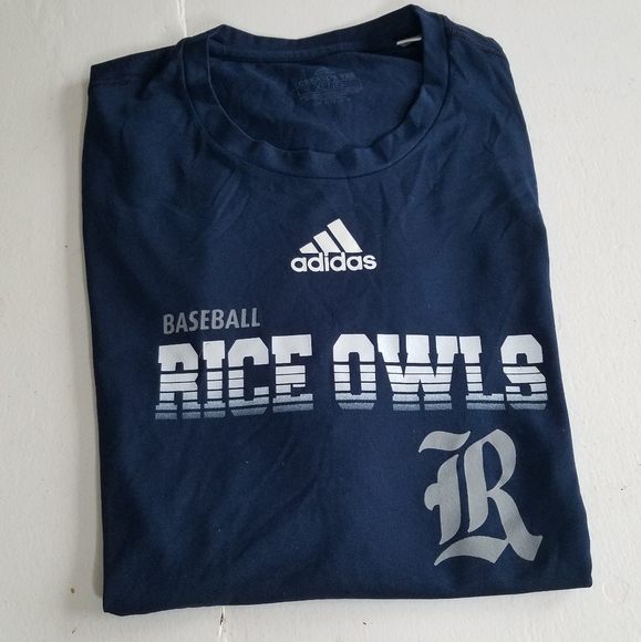 Adidas Men's Baseball sleeve Tshirt Navy Graphic Rice Owls Size XL Navy - Picture 6 of 6